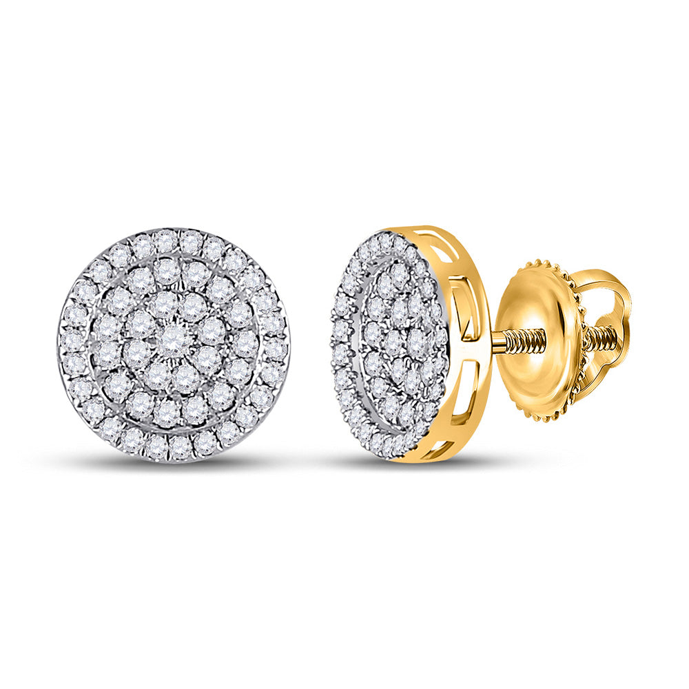 10kt Yellow Gold Round Diamond Circle Earrings 1/2 Cttw