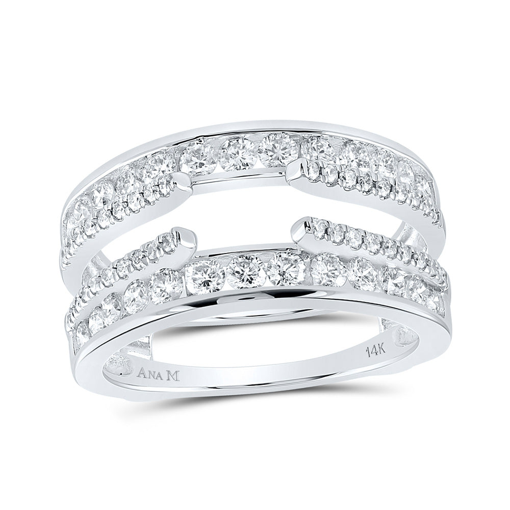 14kt White Gold Womens Round Diamond Wedding Wrap Ring Guard Enhancer 1 Cttw