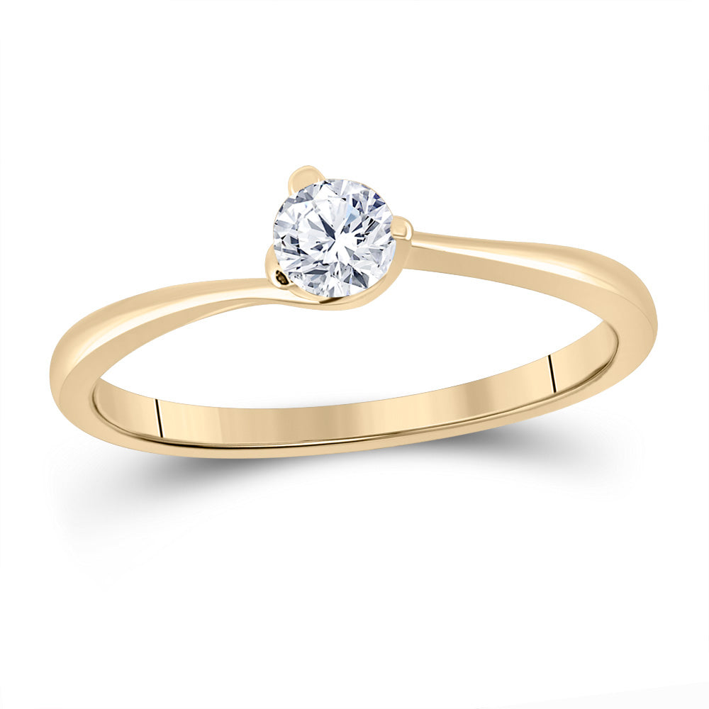 Gold Solitaire Bridal Wedding Engagement Ring 1/4 Cttw Round Natural Diamond Womens