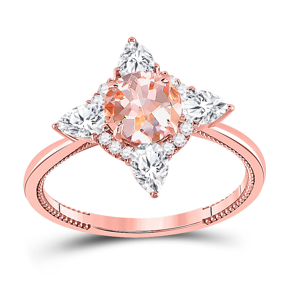 Gold Halo Bridal Wedding Engagement Ring 1-3/4 Cttw Round Morganite Womens