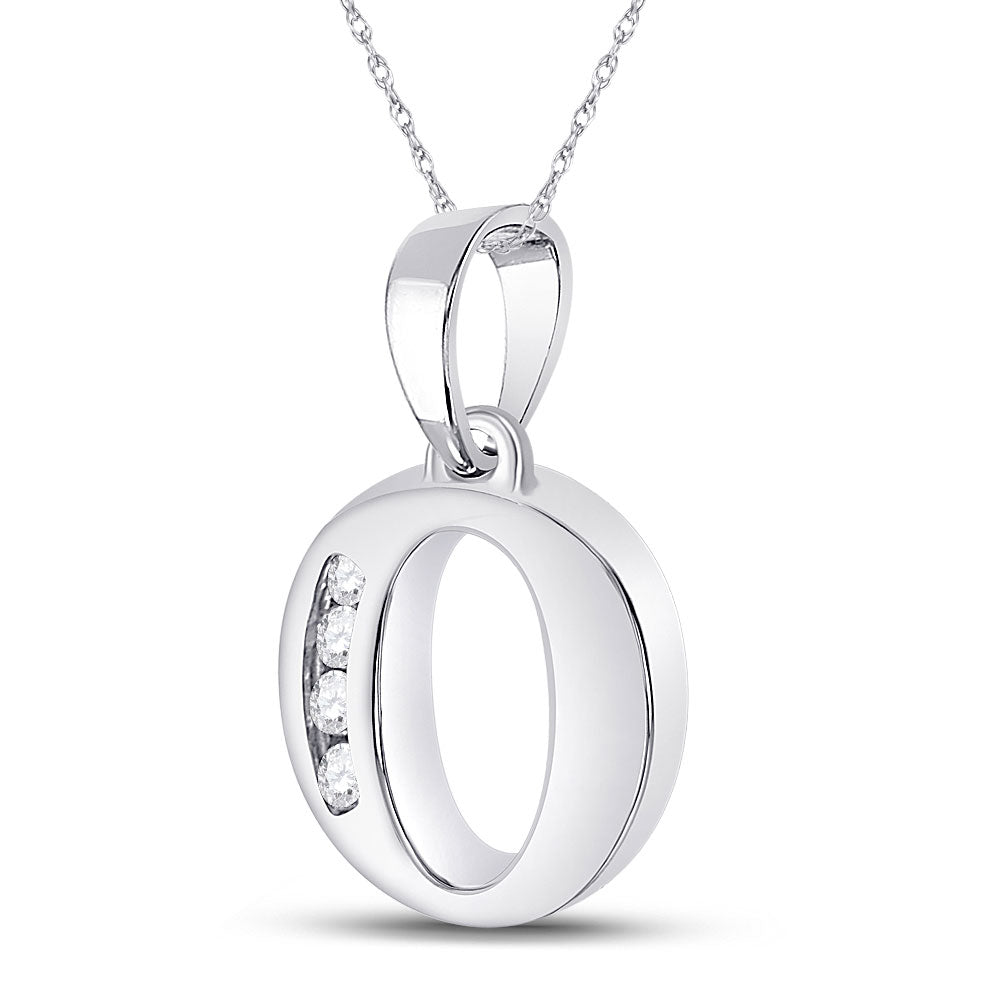 10kt White Gold Womens Round Diamond O Initial Letter Pendant 1/20 Cttw