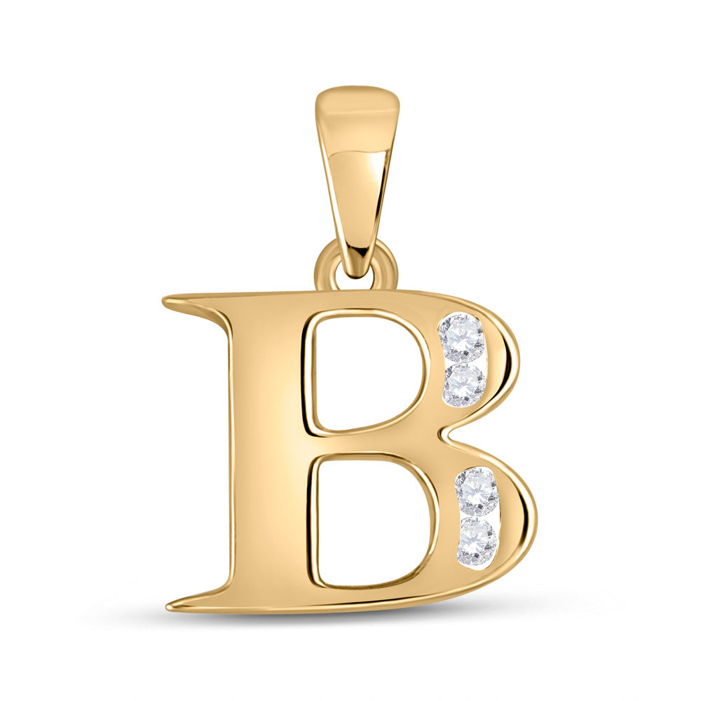 10kt Yellow Gold Womens Round Diamond Initial B Letter Pendant 1/20 Cttw