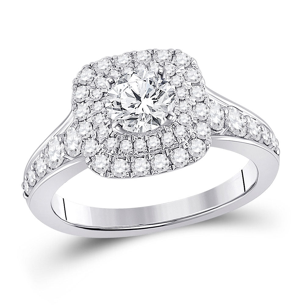 Gold Halo Bridal Wedding Engagement Ring 1-3/4 Cttw Round Natural Diamond Womens