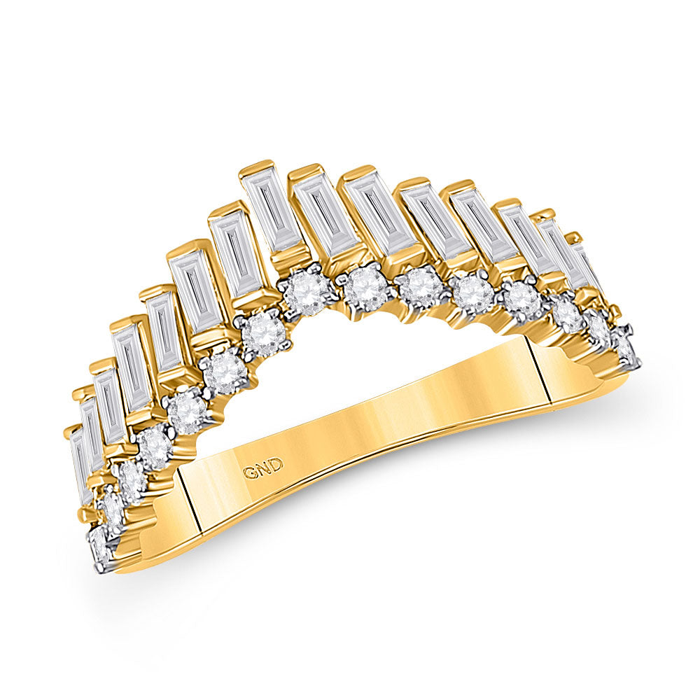 14kt Yellow Gold Womens Baguette Diamond Chevron Band Ring 5/8 Cttw