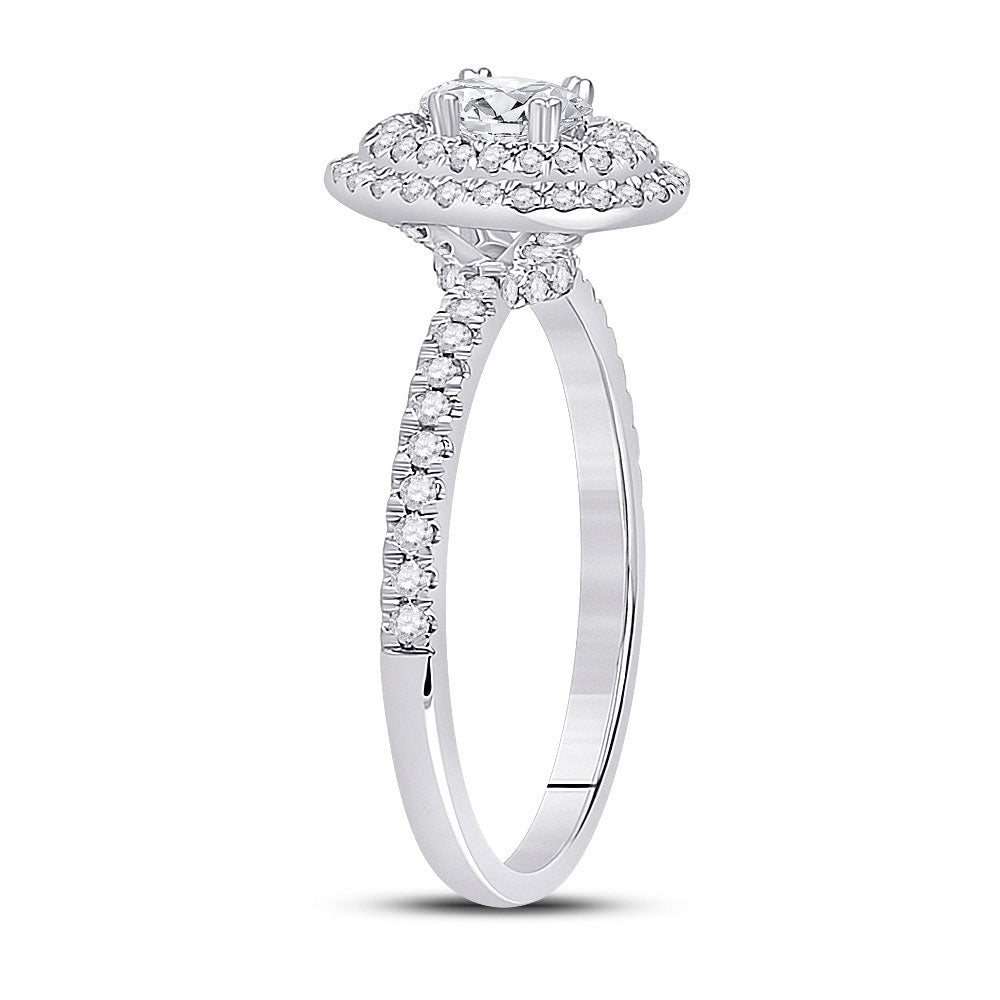 14kt White Gold Oval Diamond Halo Bridal Wedding Engagement Ring 3/4 Cttw