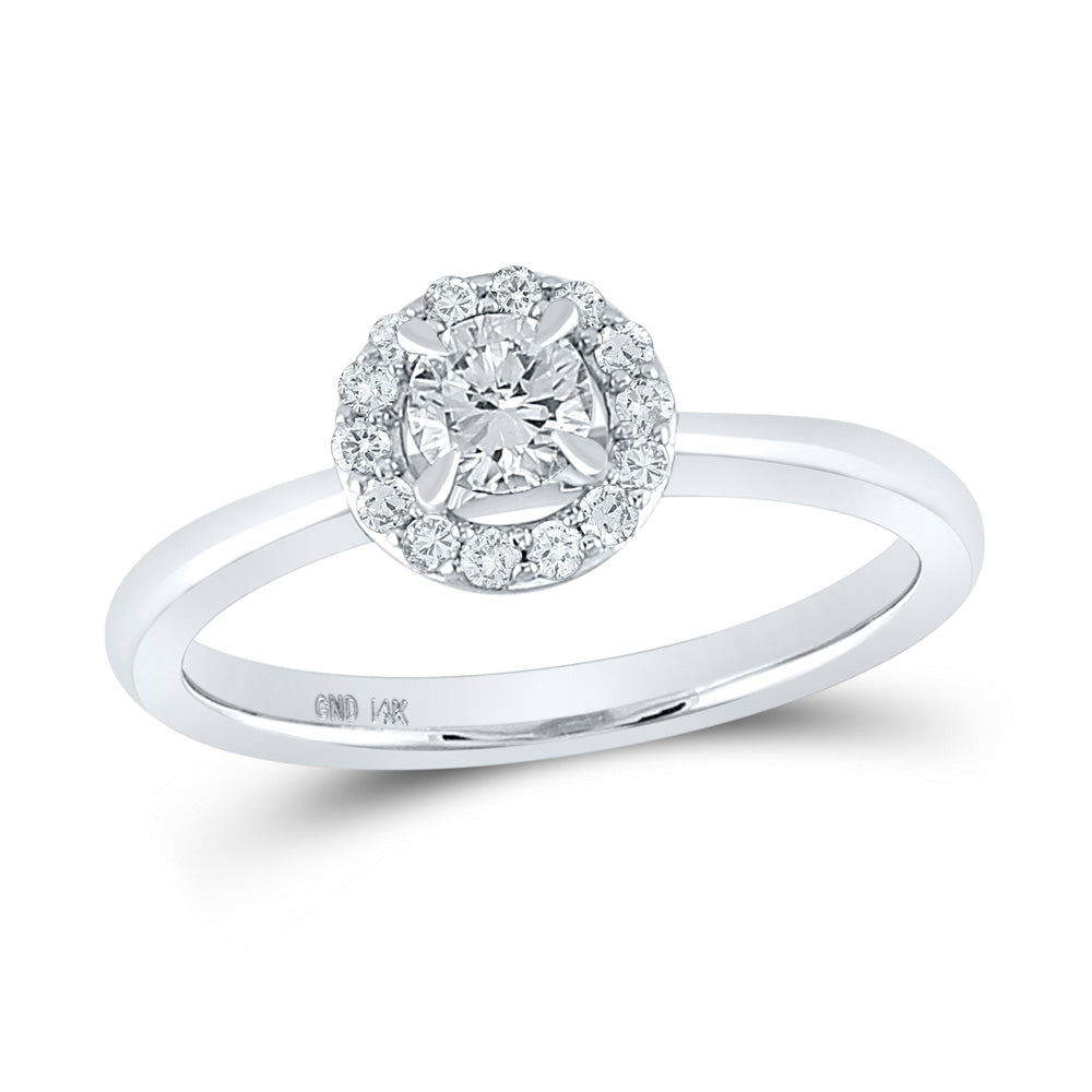 Gold Halo Bridal Wedding Engagement Ring 1/2 Cttw Round Natural Diamond Womens