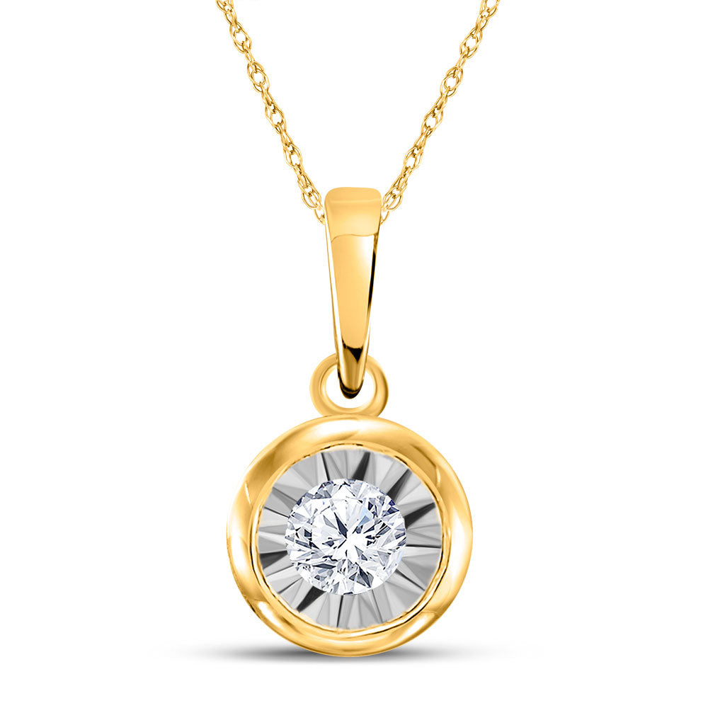 10kt Yellow Gold Womens Round Diamond Solitaire Pendant 1/8 Cttw