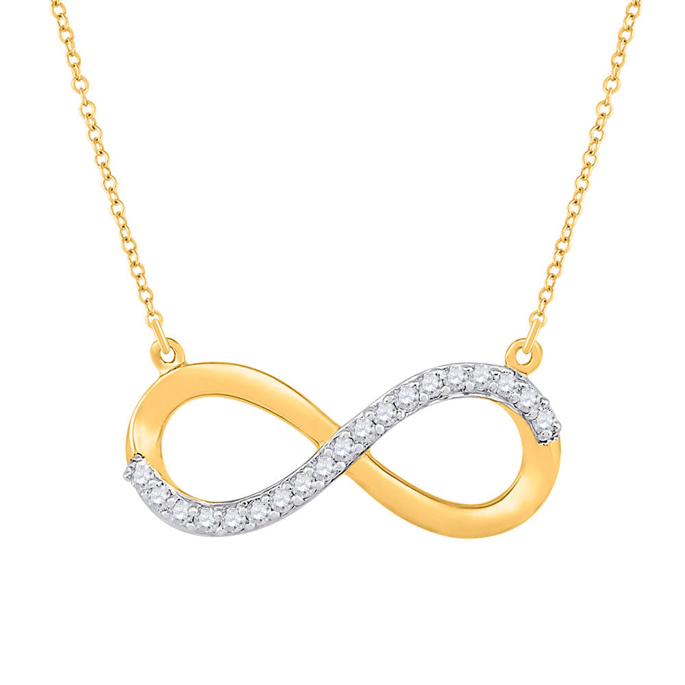 Gold Infinity Necklace 1/20 Cttw Round Natural Diamond Womens