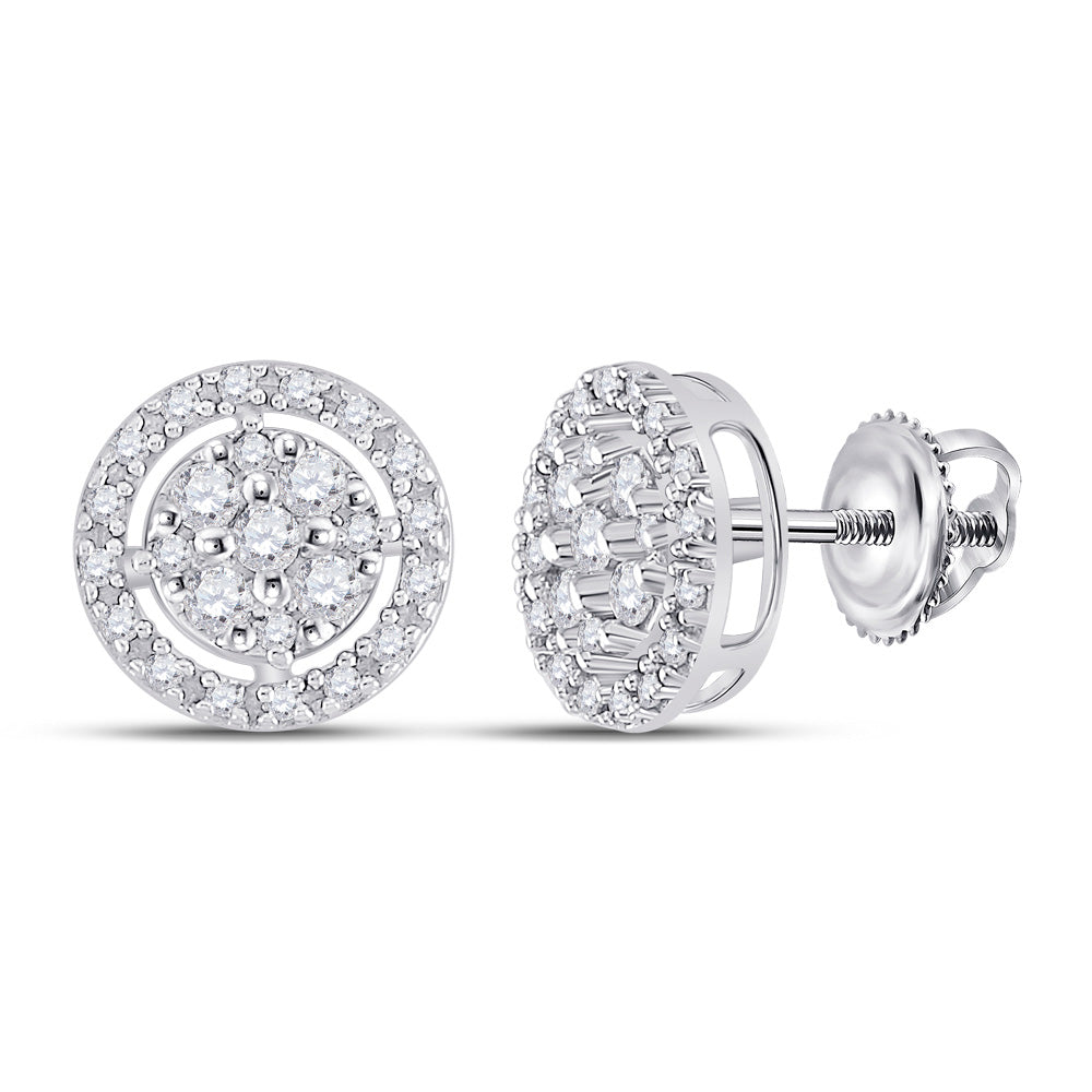 10kt White Gold Womens Round Diamond Cluster Earrings .01 Cttw