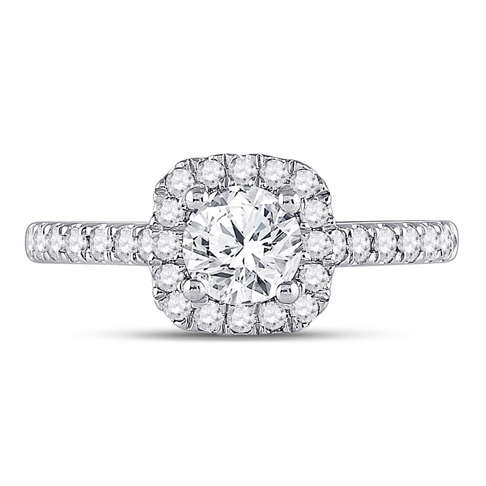 14kt White Gold Round Diamond Halo Bridal Wedding Engagement Ring 1-1/3 Cttw