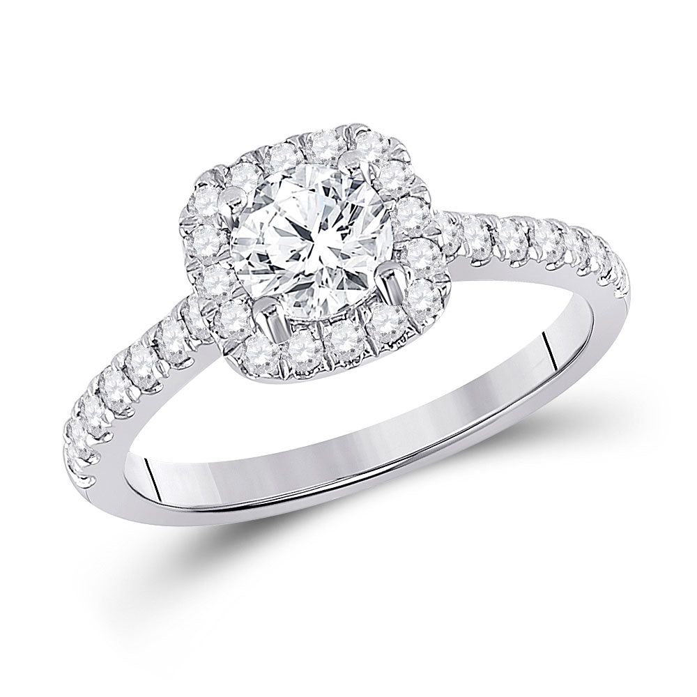 Gold Halo Bridal Wedding Engagement Ring 1-1/3 Cttw Round Natural Diamond Womens