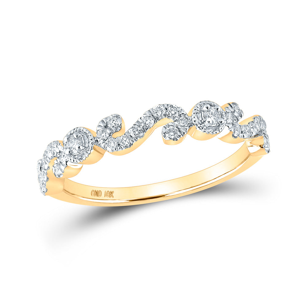 10kt Yellow Gold Womens Round Diamond Band Ring 1/4 Cttw