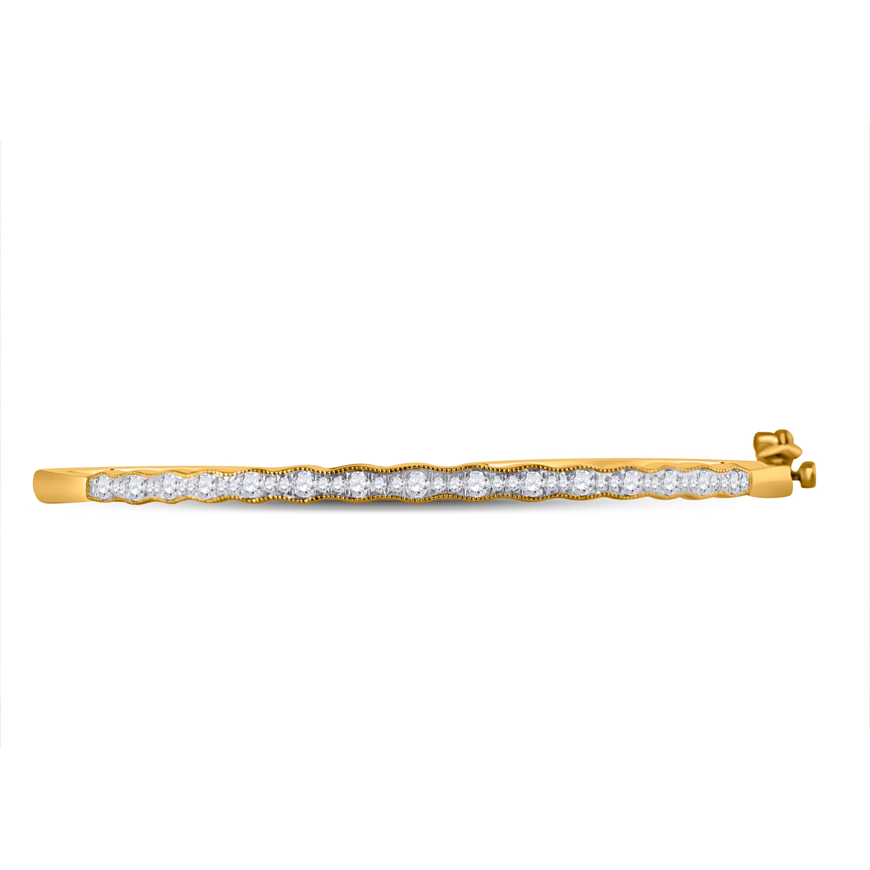 10kt Yellow Gold Womens Round Diamond Bangle Bracelet 1/2 Cttw