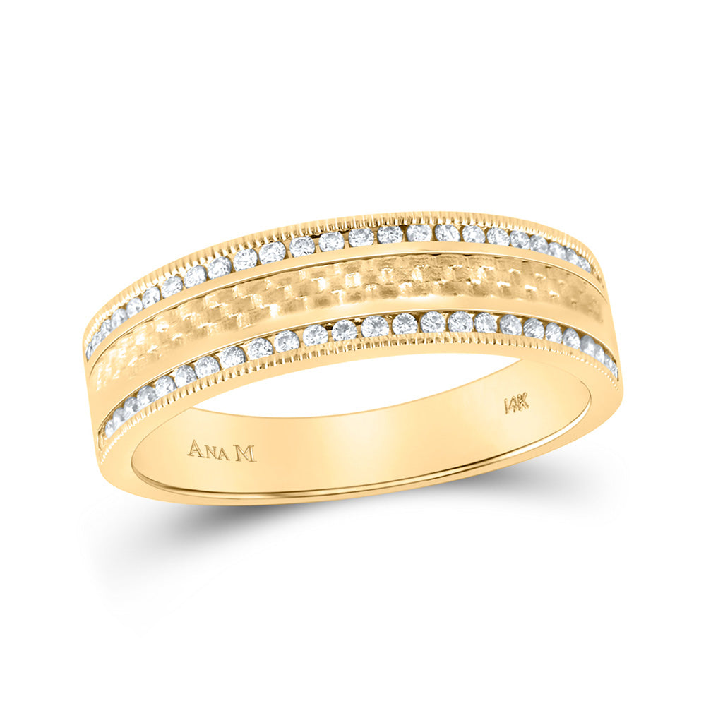 14kt Yellow Gold Mens Round Diamond Wedding Brick Band Ring 1/3 Cttw