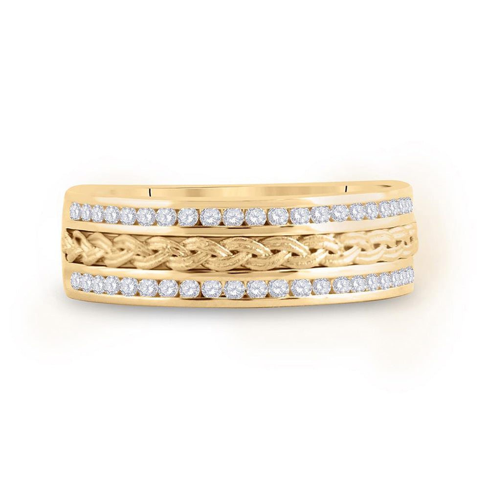 14kt Yellow Gold Mens Round Diamond Wedding Braided Band Ring 1/2 Cttw