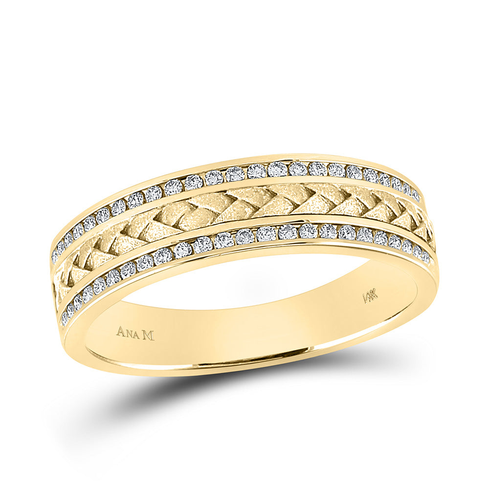 Gold Band Wedding Ring 1/3 Cttw Round Natural Diamond Mens (6.42 grams)