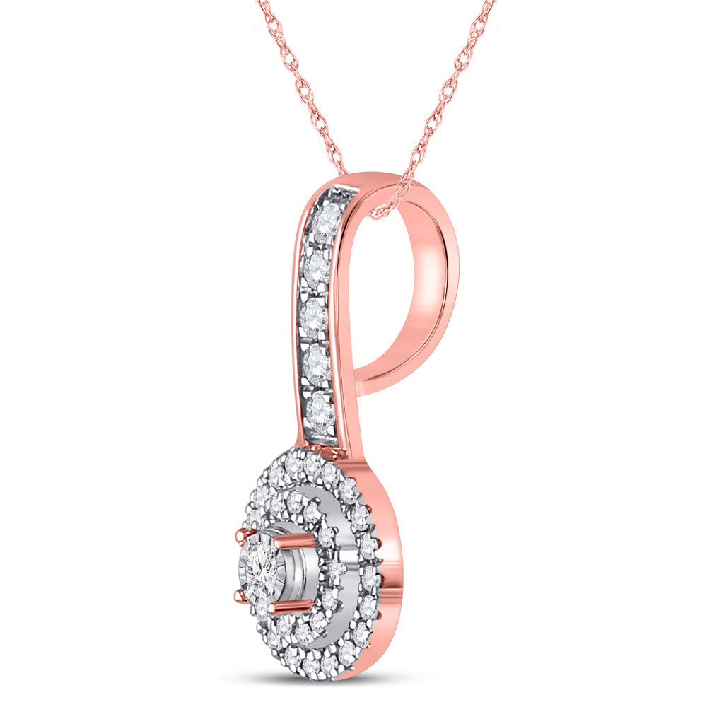 10kt Rose Gold Womens Round Diamond Circle Pendant 1/5 Cttw