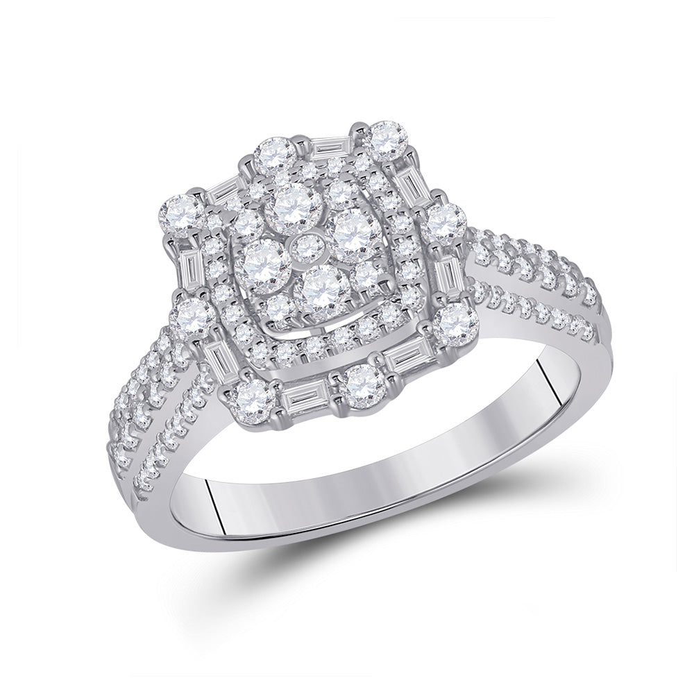 14kt White Gold Womens Round Diamond Cluster Ring 1 Cttw