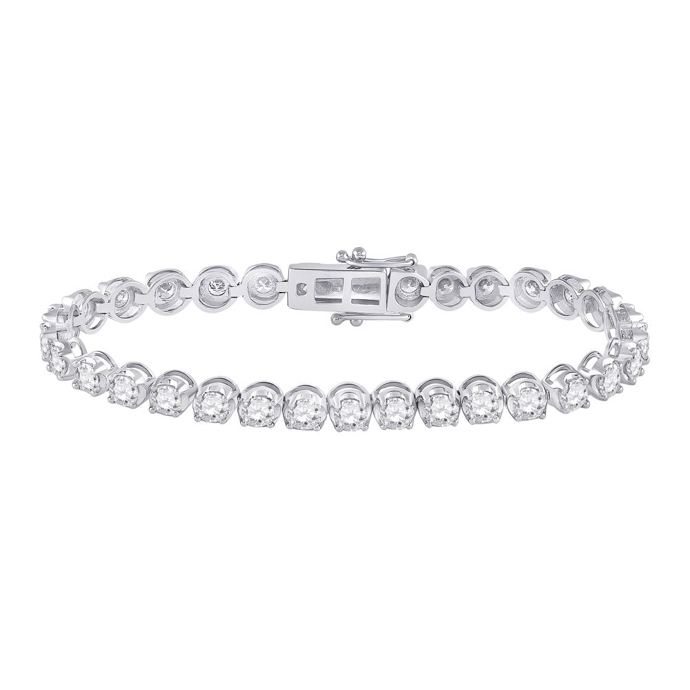 14kt White Gold Womens Round Diamond Tennis Bracelet 7 Cttw