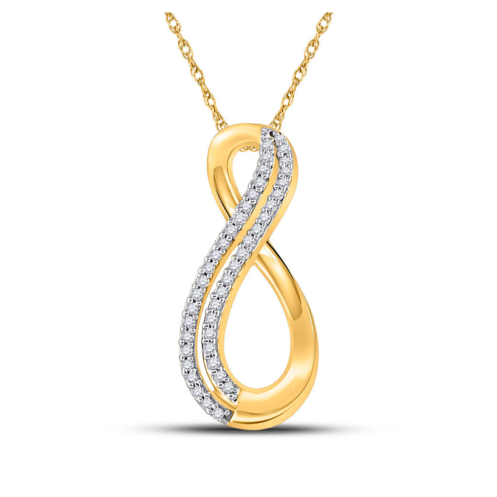 10kt Yellow Gold Womens Round Diamond Infinity Pendant 1/8 Cttw