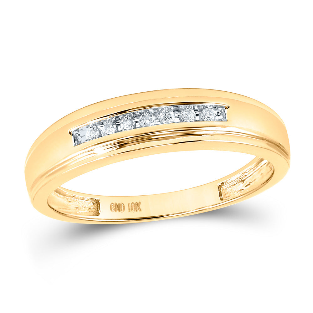 10kt Yellow Gold Mens Round Diamond Wedding Band Ring 1/12 Cttw