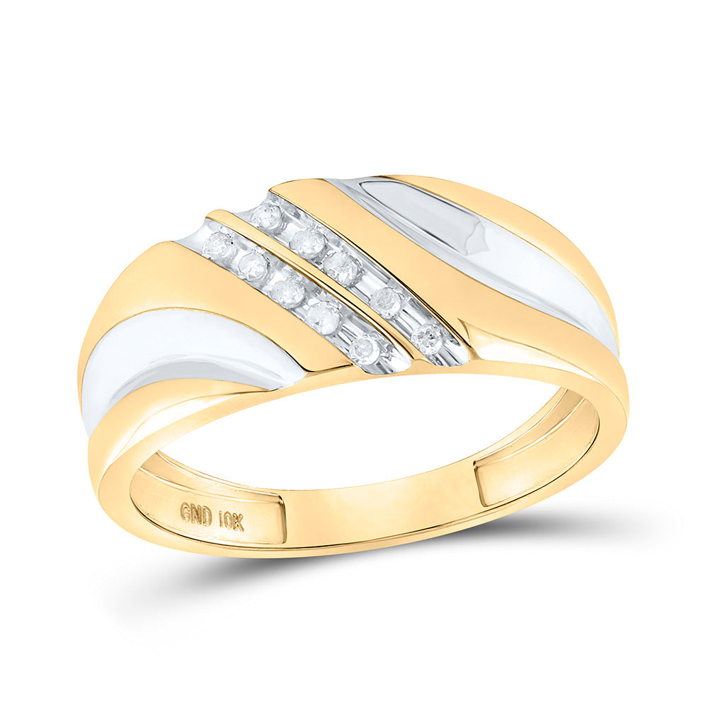 Gold Band Wedding Ring 1/8 Cttw Round Natural Diamond Mens
