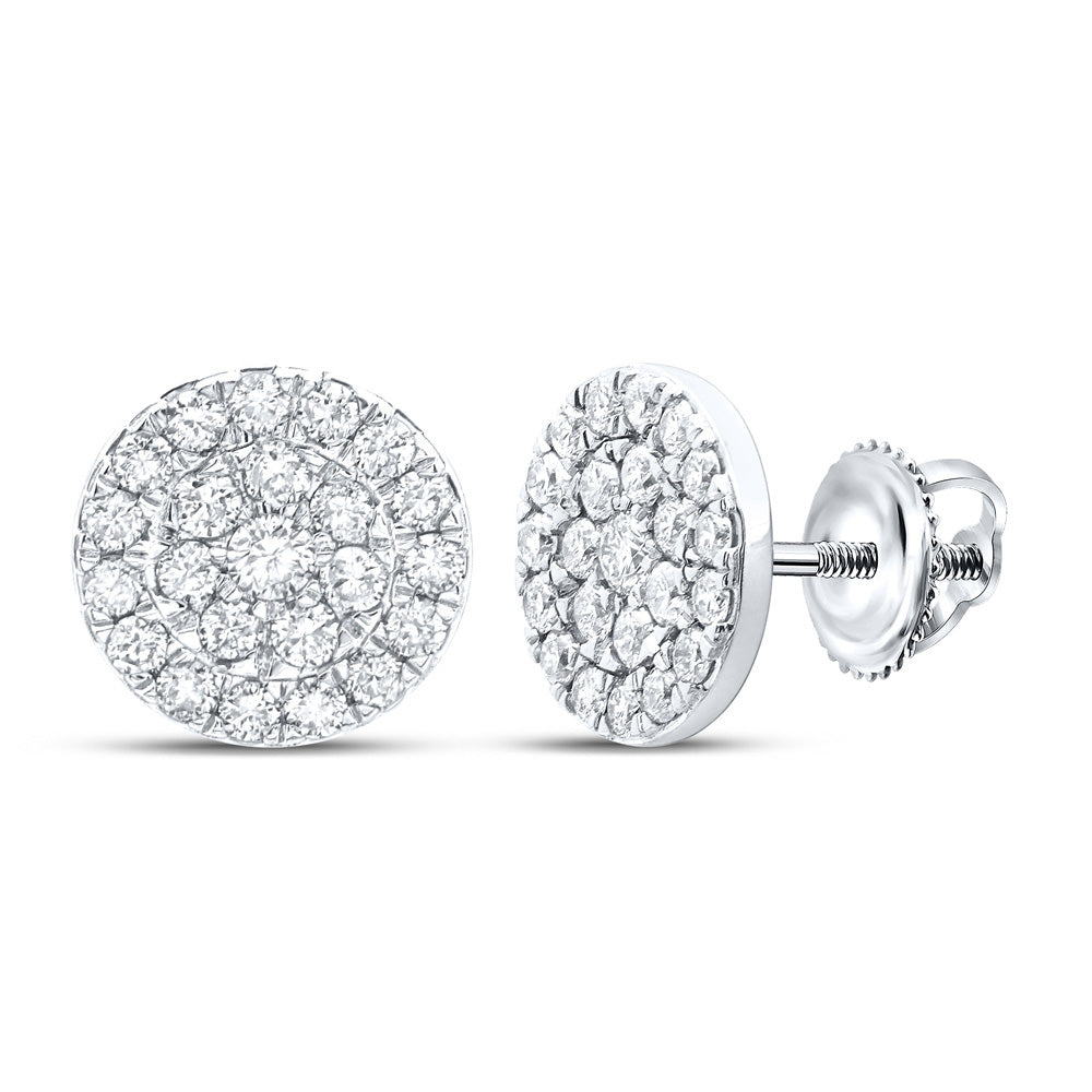 10kt White Gold Womens Round Diamond Cluster Earrings 3/4 Cttw
