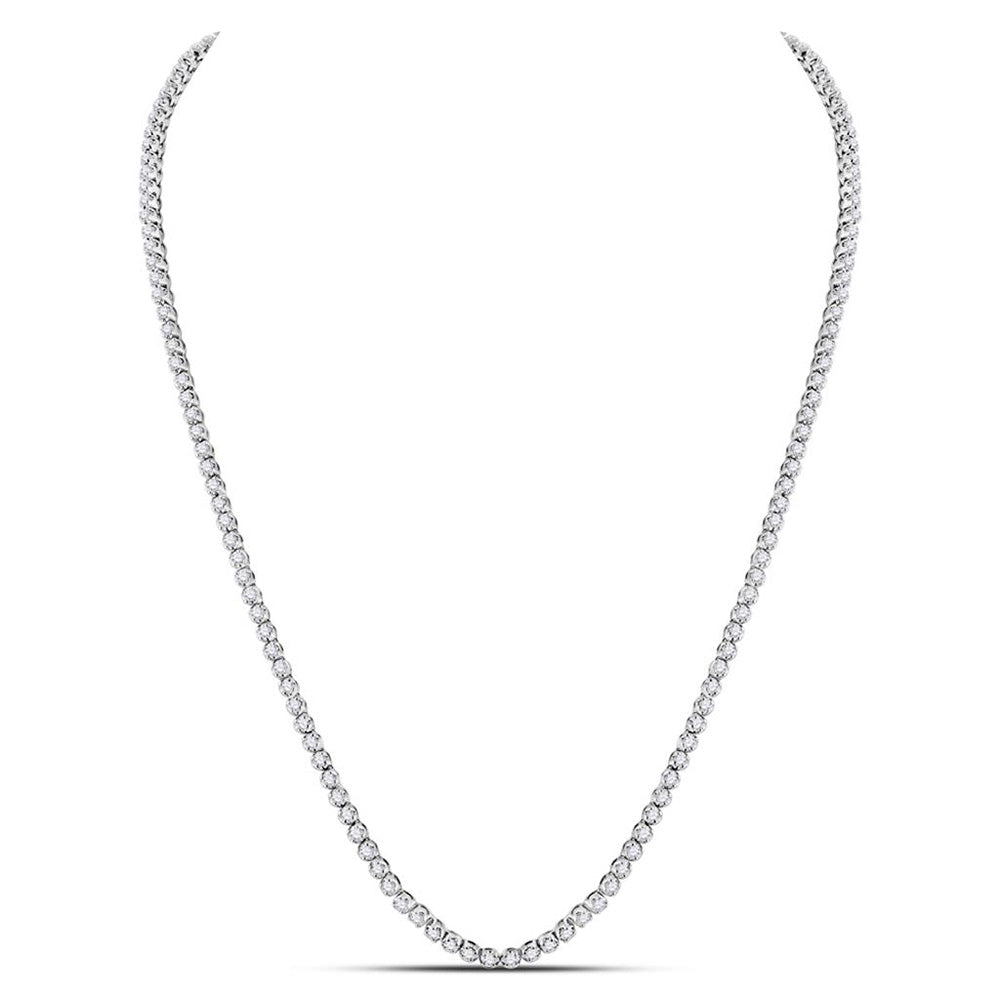 Gold 22-inch Tennis Chain Necklace 10 Cttw Round Natural Diamond Mens