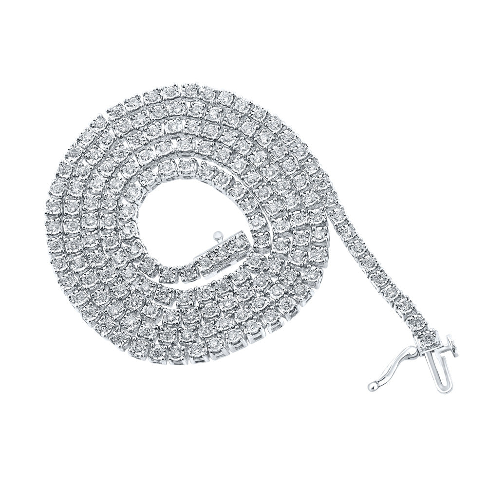 10kt White Gold Mens Round Diamond 20-inch Link Chain Necklace 3 Cttw