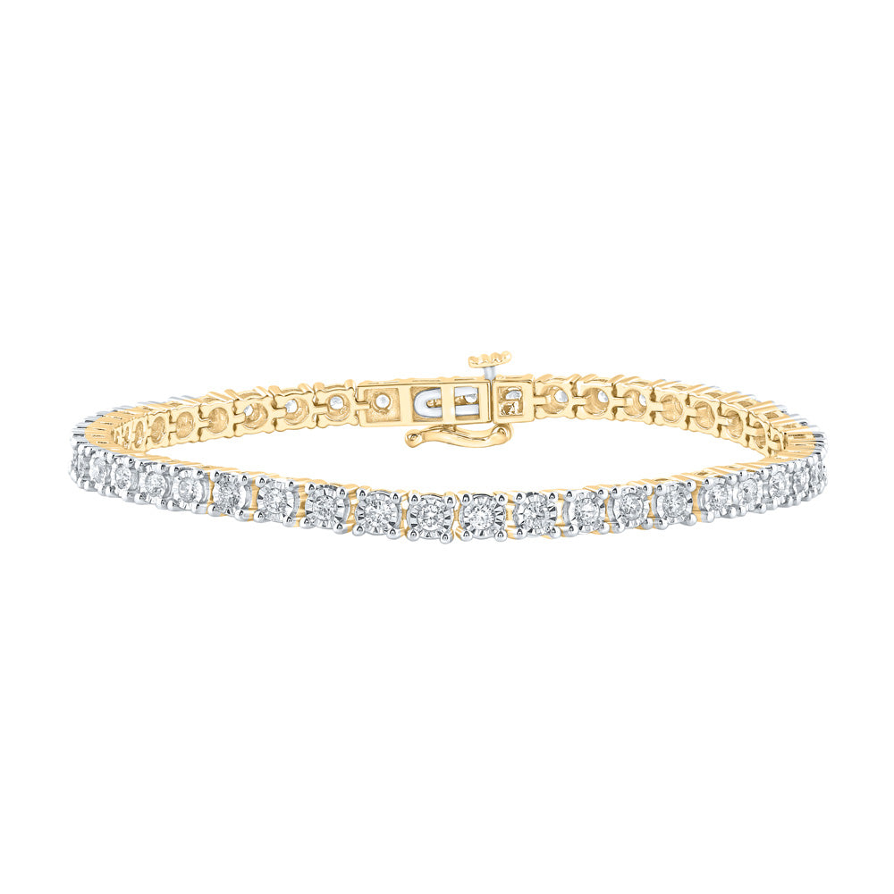 10kt Yellow Gold Mens Round Diamond Link Bracelet 1-3/8 Cttw