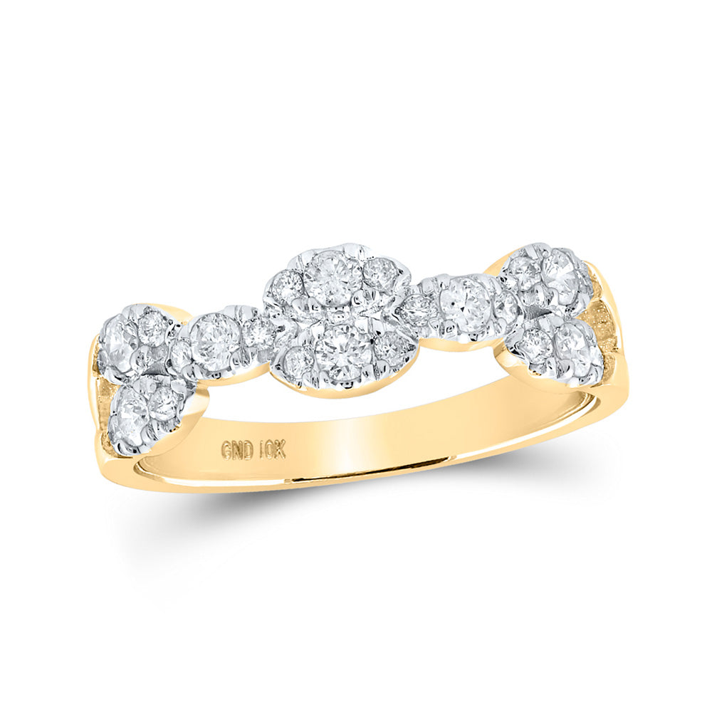 10kt Yellow Gold Womens Round Diamond Band Ring 1/2 Cttw