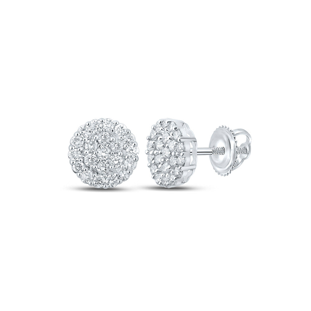 10kt White Gold Round Diamond Cluster Earrings 2-1/2 Cttw