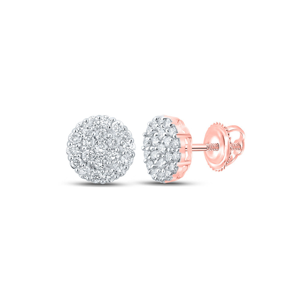 10kt Rose Gold Round Diamond Cluster Earrings 2-1/2 Cttw