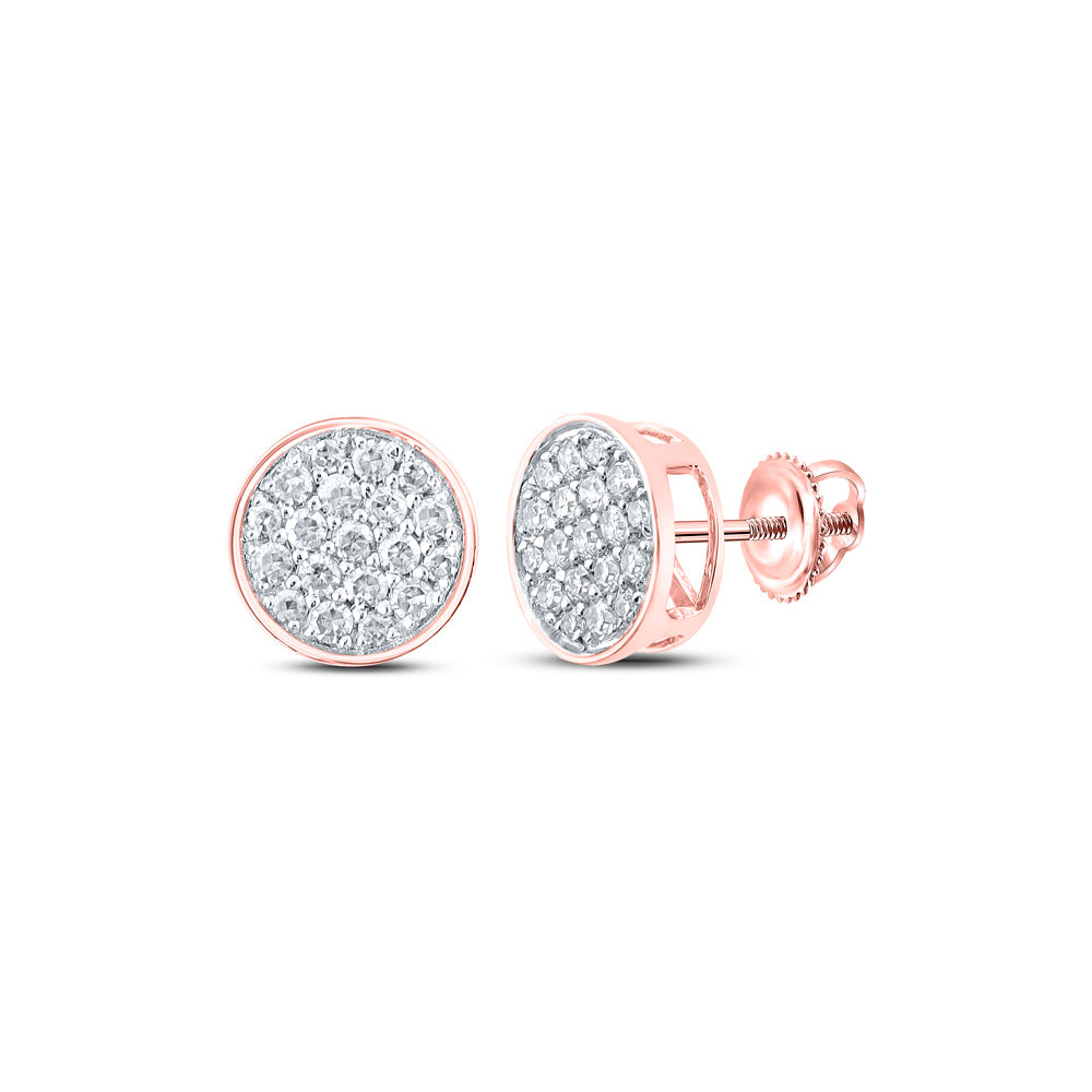 10kt Rose Gold Round Diamond Cluster Earrings 1/4 Cttw