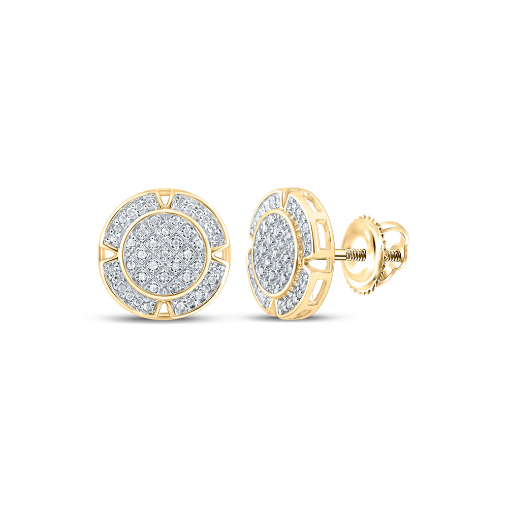10kt Yellow Gold Round Diamond Circle Earrings 1/4 Cttw