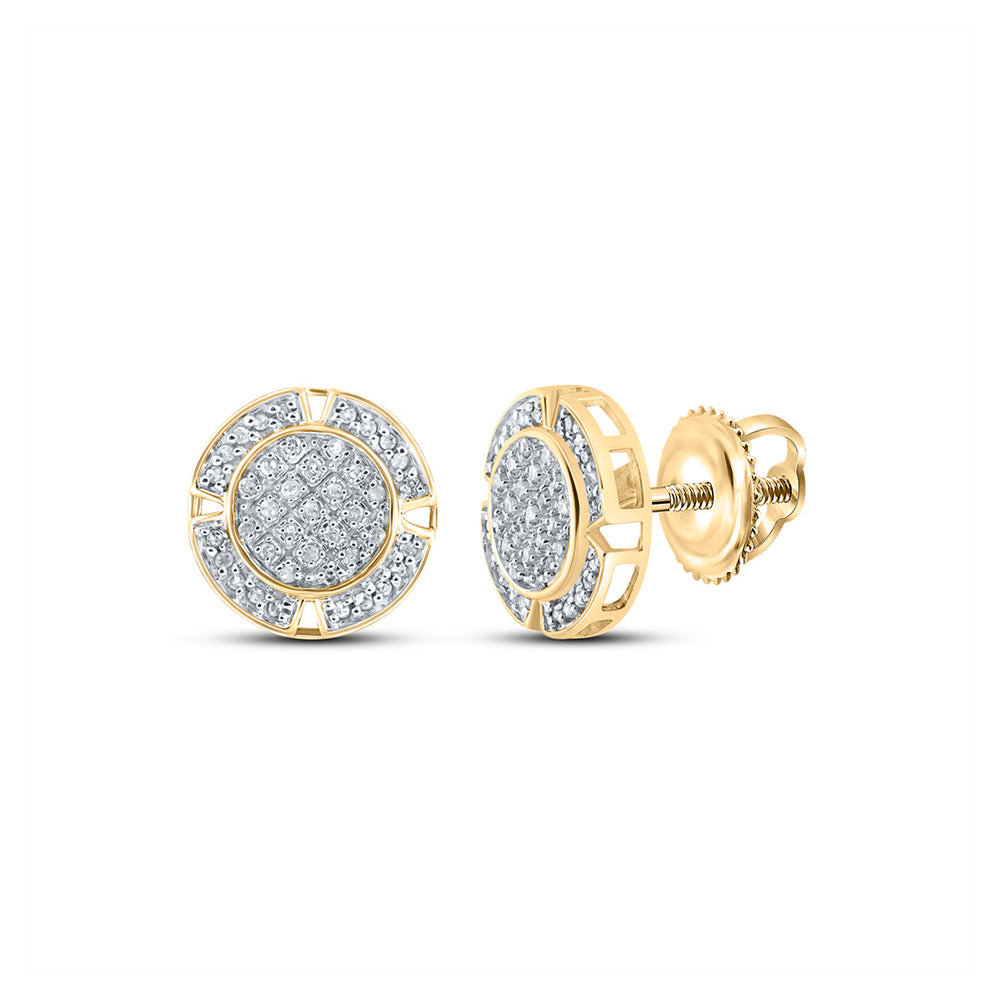 10kt Yellow Gold Round Diamond Circle Earrings 1/5 Cttw