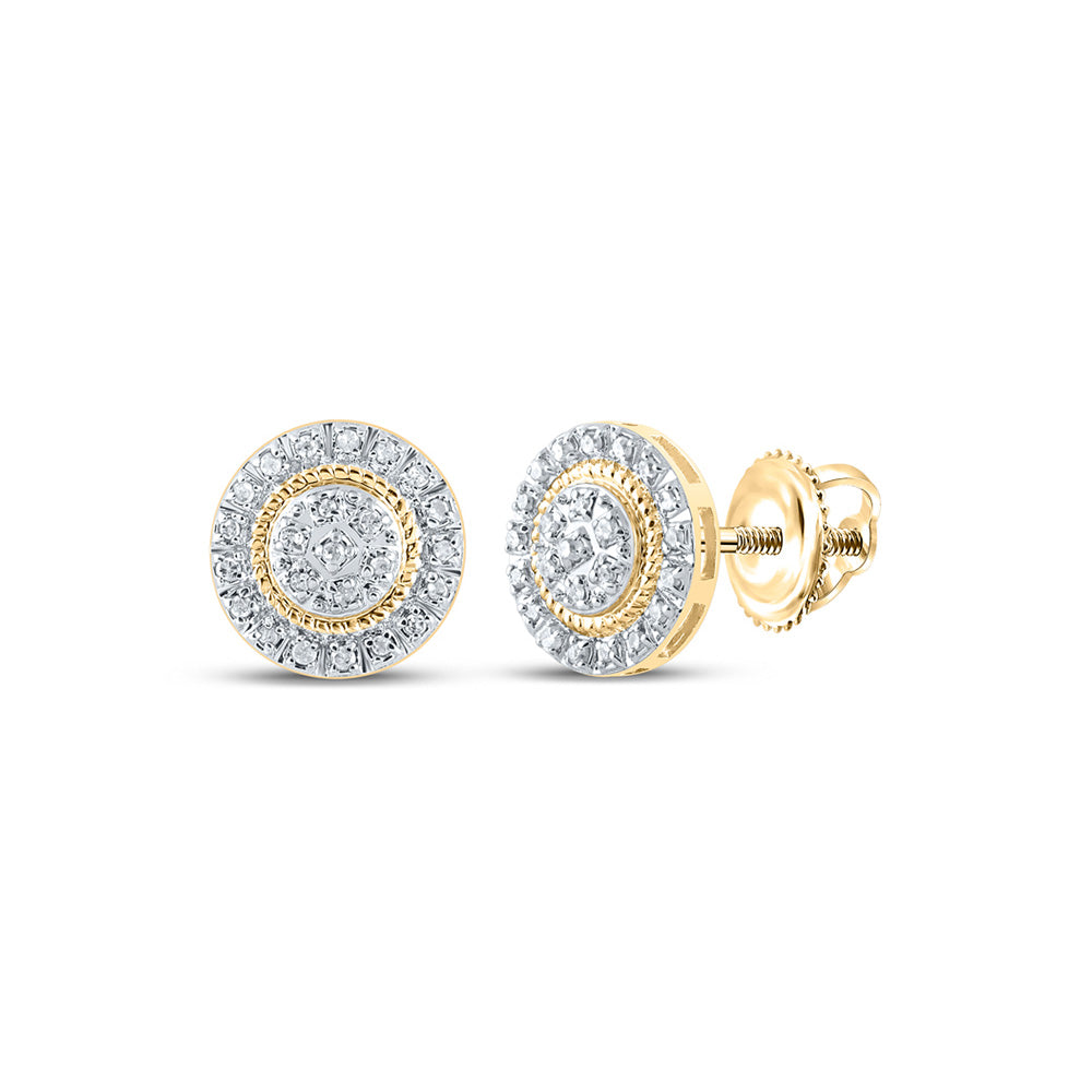 10kt Yellow Gold Round Diamond Cluster Earrings 1/8 Cttw
