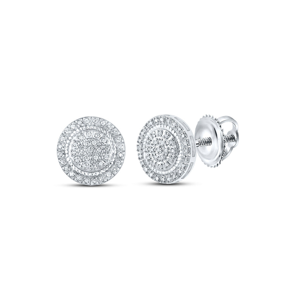 10kt White Gold Round Diamond Circle Earrings 1/4 Cttw