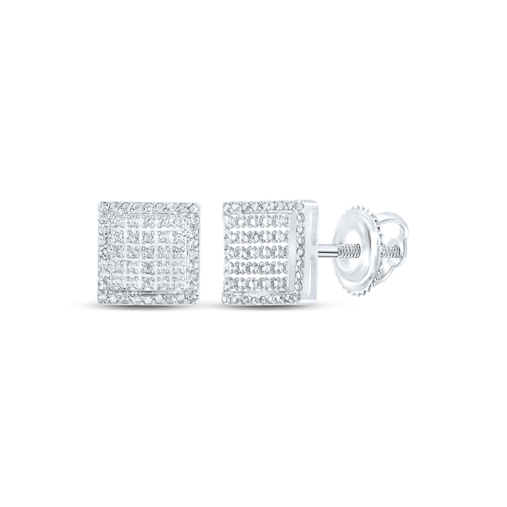 10kt White Gold Round Diamond Square Earrings 1/3 Cttw