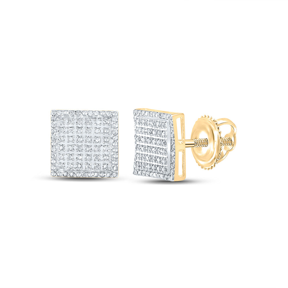 10kt Yellow Gold Round Diamond Square Earrings 3/8 Cttw