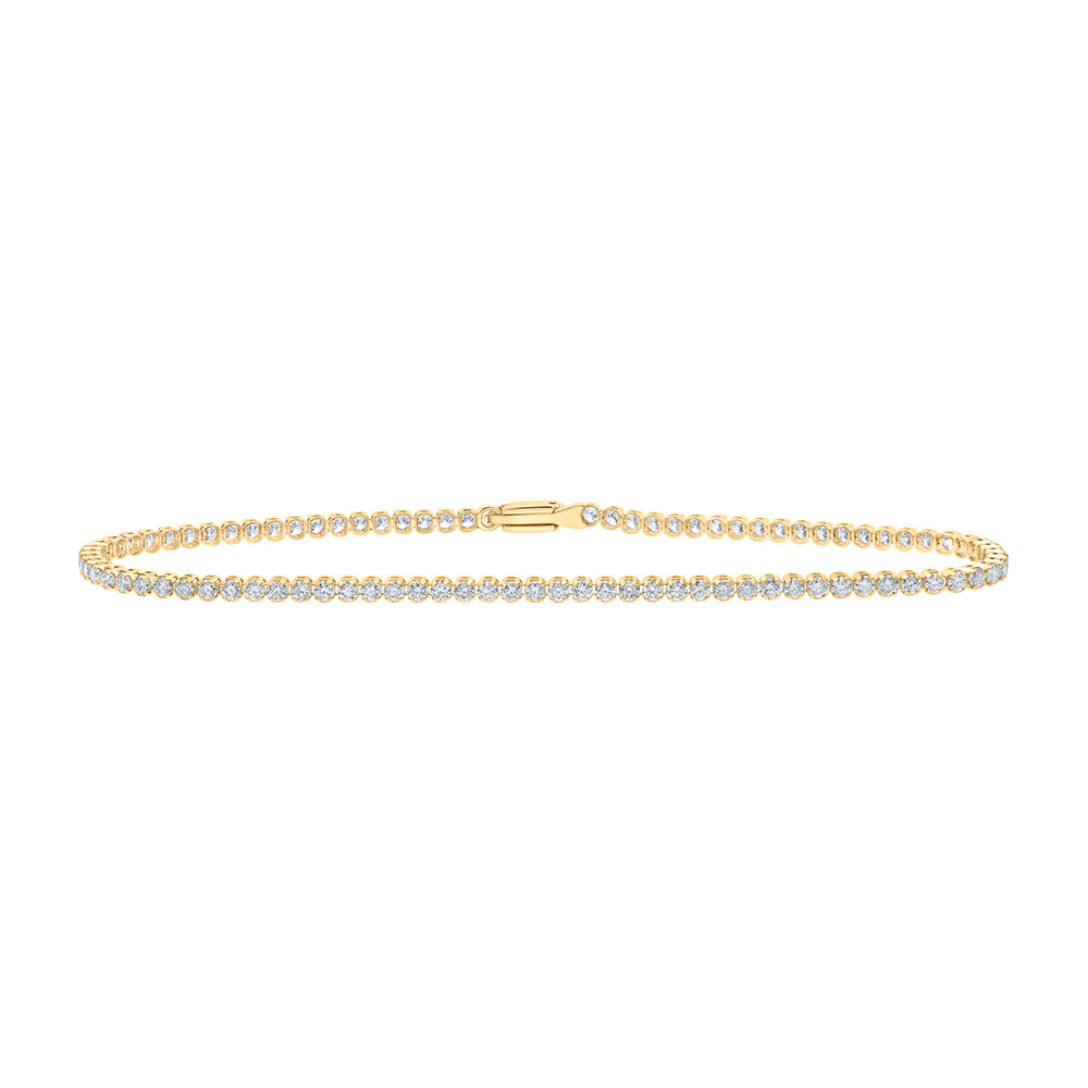 14kt Yellow Gold Womens Round Diamond Tennis Bracelet 2-1/5 Cttw