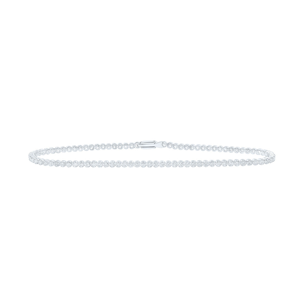 14kt White Gold Womens Round Diamond Tennis Bracelet 2-1/5 Cttw