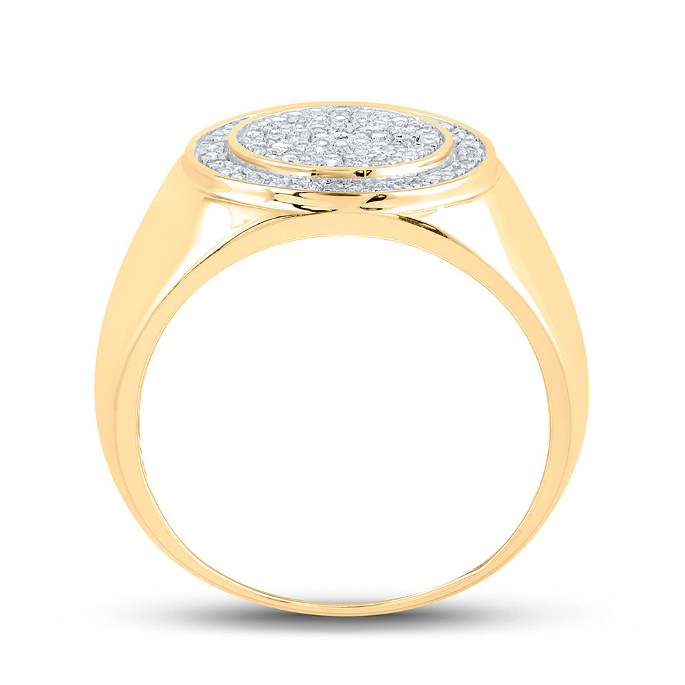 10kt Yellow Gold Mens Round Diamond Circle Ring 1/3 Cttw