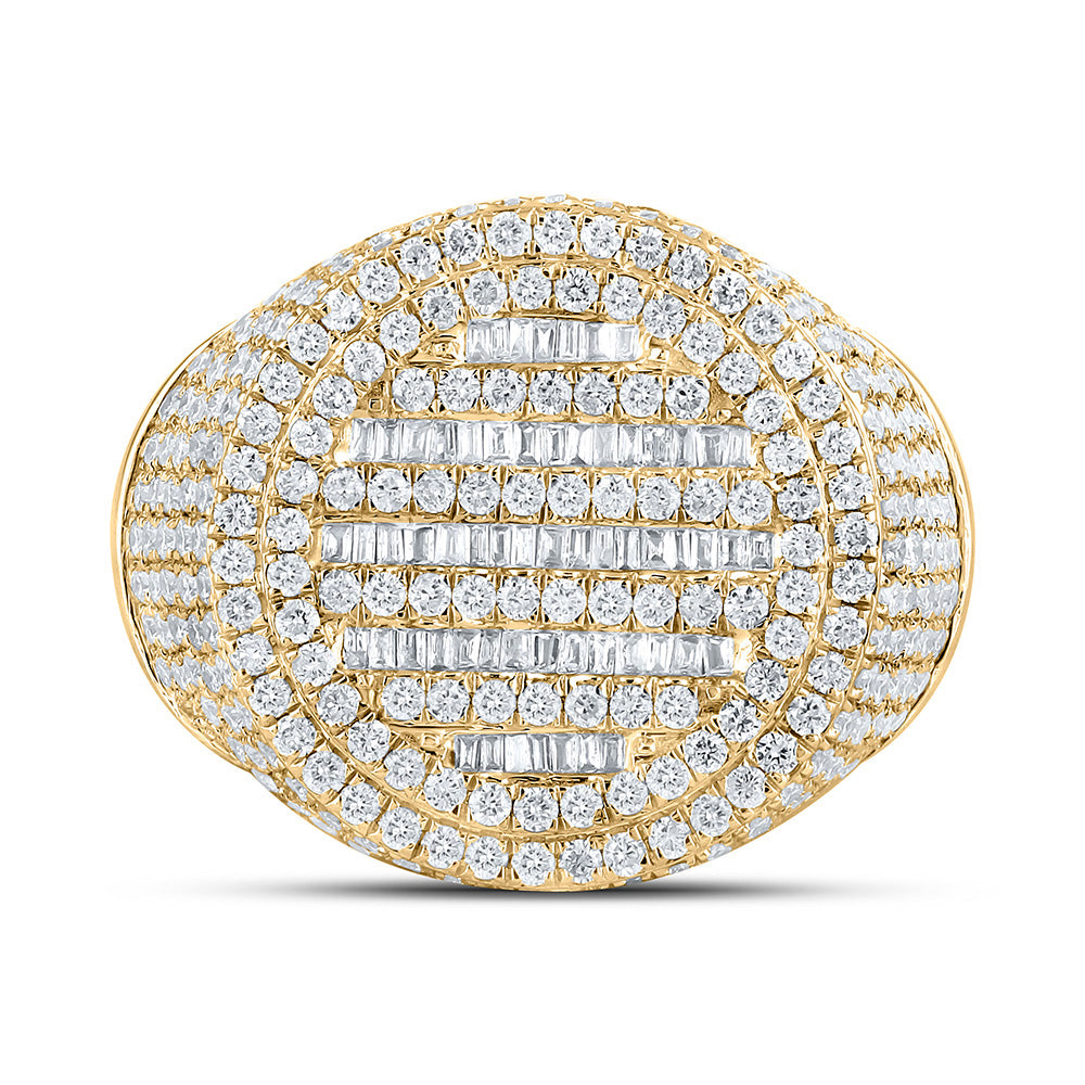 10kt Yellow Gold Mens Baguette Diamond Circle Ring 3-3/8 Cttw