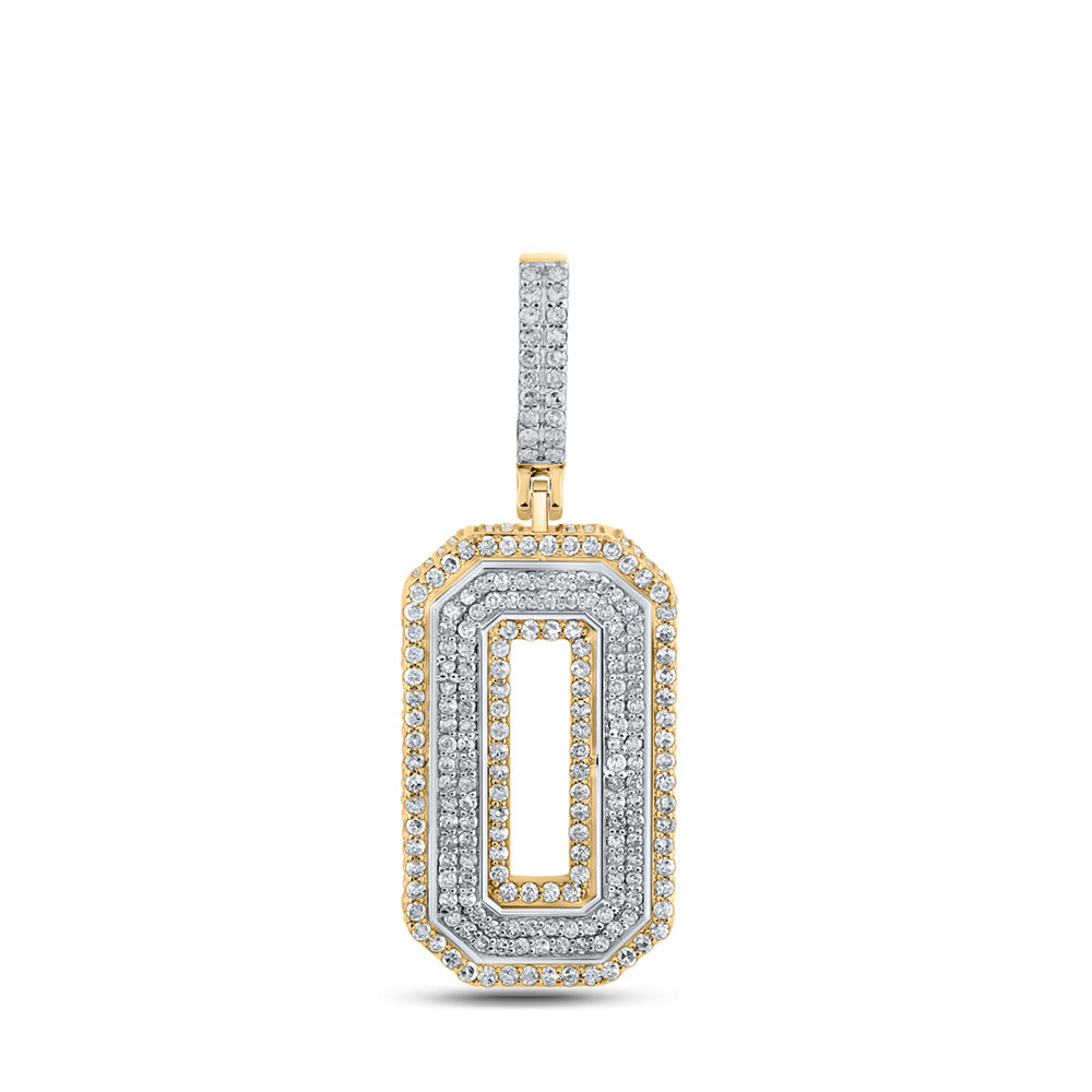 10kt Two-tone Gold Mens Round Diamond Number 0 Charm Pendant 1-1/3 Cttw