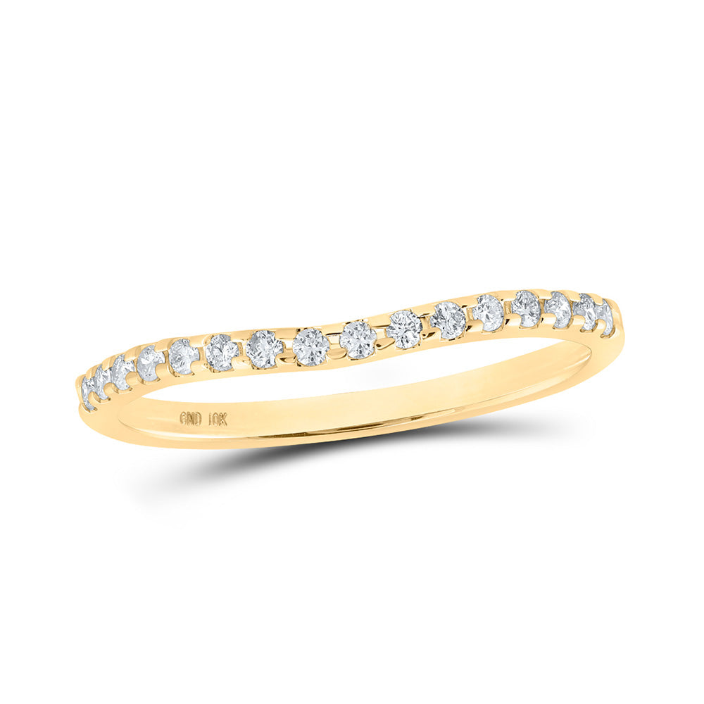 10kt Yellow Gold Womens Round Diamond Curved Band Ring 1/6 Cttw