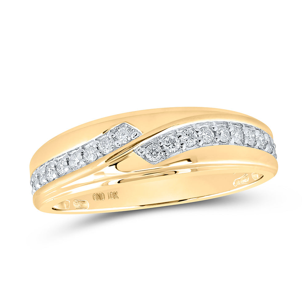 10kt Yellow Gold His Hers Round Diamond Square Matching Wedding Set 1 Cttw