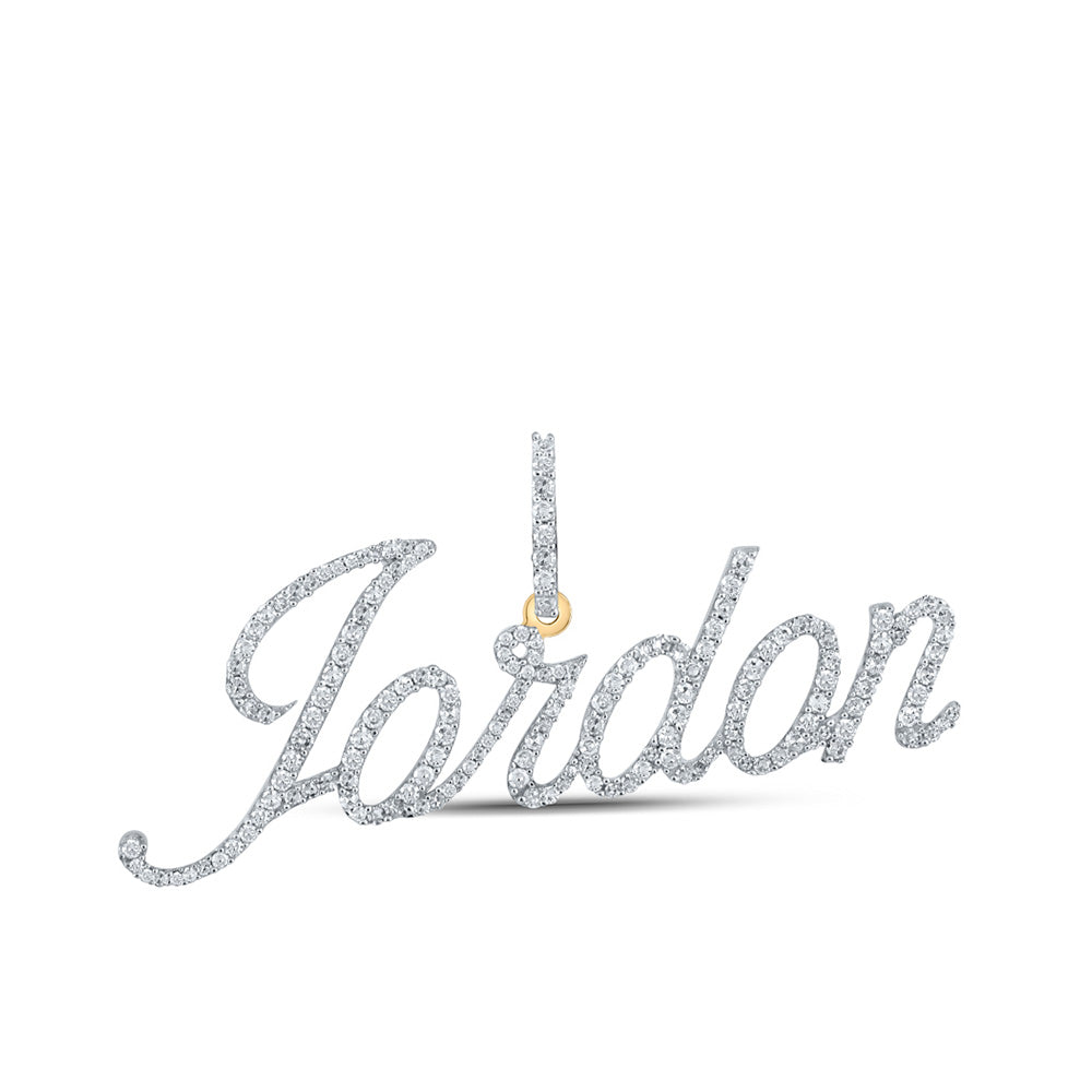 10kt Yellow Gold Mens Round Diamond Jordon Name Charm Pendant 7/8 Cttw