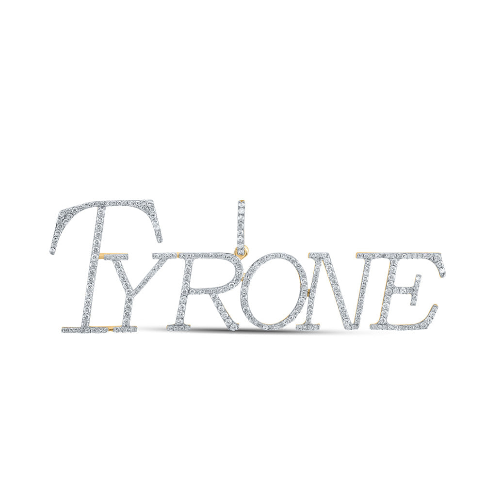 10kt Yellow Gold Mens Round Diamond Tyrone Name Charm Pendant 1-1/2 Cttw
