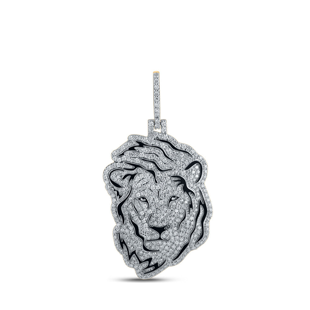 10kt Yellow Gold Mens Round Diamond Lion Face Charm Pendant 2-1/4 Cttw